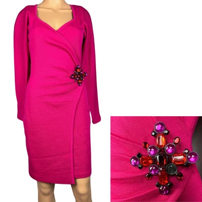 Vestido Andrea Jovine Mujer Lana Sweetheart Surplice Broche XS Corpcore Lujo Foto 1 de 4