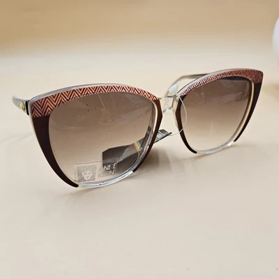 Vtg Anne Klein Jacquard Sunglasses Retro 90s Geometric Womens New 55-17-140 - Image 1 of 4