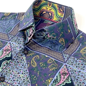 Hawes & Curtis London Shirt Size Medium M Mens Long Sleeve Blue Pink Slim Fit - Picture 1 of 10