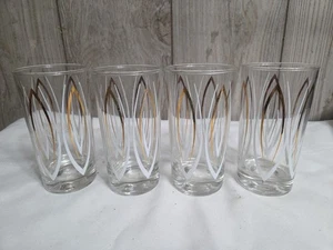 Flame Space Atomic bicchieri in vetro da bere, fiamme oro/bianco, set di 4, vintage - Foto 1 di 8