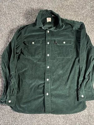 Vintage Levi's Corduroy Cord Worker Shirt Mens Medium Button Up L/S Green - Image 1 of 4