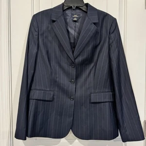 Brooks Brothers 346 Damen blau Nadelstreifen reine Wolle Blazer Jacke 3 Knöpfe Gr. 14 - Bild 1 von 7