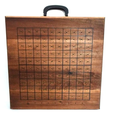 Cribbage Board Vintage Handmade Large 20" X 20" Wood Heavy Handle Game Toy - Image 1 of 4