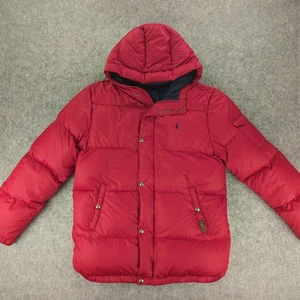 Polo Ralph Lauren Jacke Jungen XL 18-20 rot Kapuze Daunen Puffer Winter Pony Logo - Bild 1 von 12