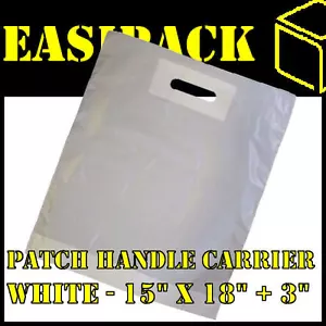 2000 Fuerte Blanco 'Mango de parche' 15" x 18" + 3" Bolsas de transporte - 30mu (120G) - Imagen 1 de 1