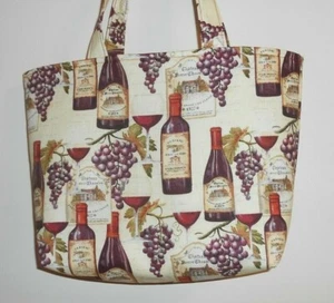 Handgefertigte Weingläser und Weinflaschen Traubenklumpen Beuteltasche Handtasche Tasche - Bild 1 von 1