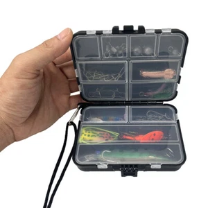 Black Small Fishing Tackle Boxes Tackle Box for Storage Outdoor Fishing Tackle - Picture 1 of 17