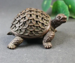 Dragon turtle miniature copper sculpture statue Incense Burner - Picture 1 of 8
