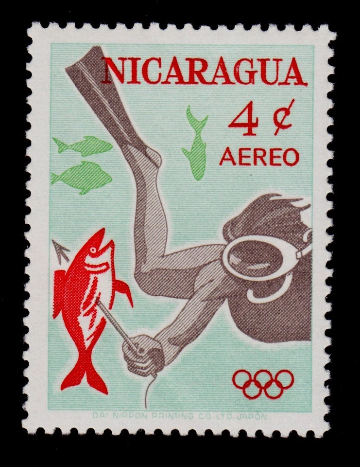 NICARAGUA   SCOTT#  C525    MNH***    UNDERWATER/1964 OLYMPICS TOKYO - Image 1 of 1