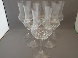 MCM 6 Lobe & Dot Crystal Stem Wine Glasses Czechoslovakian? 6 3/4" Tall - Picture 1 of 4