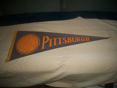AUTHENTIC VINTAGE UNIVERSITY OF PITTSBURGH FELT BANNER/ PENNANT 29"ESTATE Cover