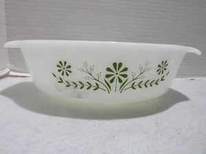 VTG GLASBAKE? OVEN BAKING DISH 1970'S GREEN DAISY USA - Picture 1 of 6