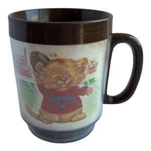 Vintage 1980 Shirt Tales Hallmark Thermo Serv Coffee Tea Mug Cup Football Star - Picture 1 of 7