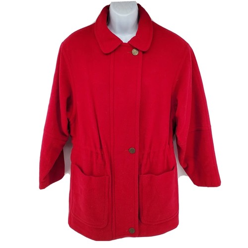 Burberry lana cashmere trench pea cappotto donna taglia S rosso vintage made in Irlanda