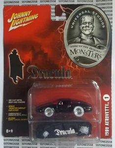 RARE JOHNNY LIGHTNING WHITE WHEELS UNIVERSAL STUDIOS MONSTERS DRACULA 1980 CHEVY - Picture 1 of 5