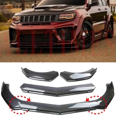 For Jeep Grand Cherokee SRT Trackhawk Front Bumper Lip Spoiler Kit Carbon Fiber Foto 1 de 4