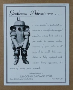 1932 Sub-Ocean Salvage Corp Sunken Treasure Recovery Expedition vintage print Ad - Picture 1 of 1