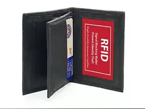 Genuine Leather Bifold Wallet Credit Card Holder ID Window Center Flap - Picture 1 of 10