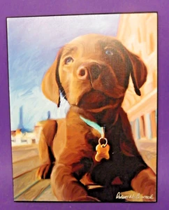 Robert McClintock Stretch Leinwand auf Holz Labrador Hund Welpe Wandbehang 14" x 11" - Bild 1 von 5