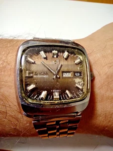 AUTHENTIC ENICAR AUTOMATIC  AGED PATINA DIAL RETRO MEN'S VINTAGE WATCH - Picture 1 of 22