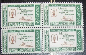 US 4¢ Stamp SC #1144 American Credo PATRICK HENRY MNH 1960. Block of 4. - Picture 1 of 1