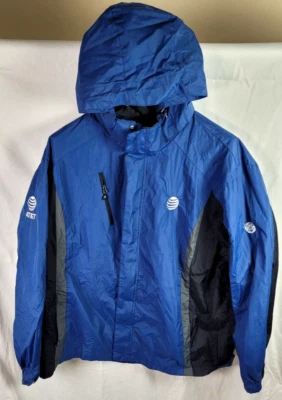 Port Authority Hooded Rain Jacket AT&T logo Blue Black Navy 3XL - Image 1 of 4