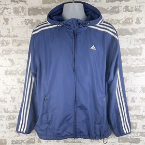 Adidas Windbreaker Kapuzenjacke Herren L Navy Blau Vintage 2005 Tri Stripe Y2K Track - Bild 1 von 12