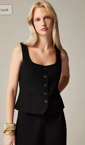 NWT J. CREW Scoop Neck Vest In Drapey Crepe size 2 BLACK - Picture 1 of 8