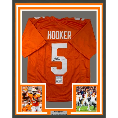 Framed Autographed/Signed Hendon Hooker 33x42 Orange Jersey PSA/DNA COA Cover