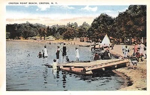 Water Raft Croton Point Beach New York 1920s postcard - Picture 1 of 2