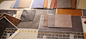 vegan Leather Designer Upholstery Fabric Sample Elran Solid Textured faux swatch - Picture 1 of 19