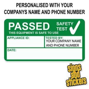 1000 PERSONALISED PAT Test Pass stickers label passed, not cheap paper ones  - Picture 1 of 1
