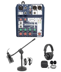 Gaming Twitch Stream Recording Bundle Soundcraft Mixer+Headphones+Pro Mic+Stand - Picture 1 of 11