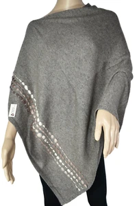 Exclusivo poncho de cachemira cuello de barco color marrón puro Himalaya cachemira  - Imagen 1 de 3
