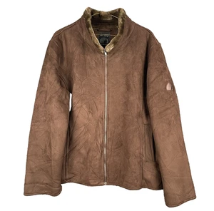 Jack Murphy Outdoor Jacket Mens XL Brown Faux Suede Shearling Lined Acrylic - Picture 1 of 14