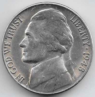 1948 S Jefferson Nickel Collectible Coin Error DDO Doubled Die Obverse IGWT - Image 1 of 3