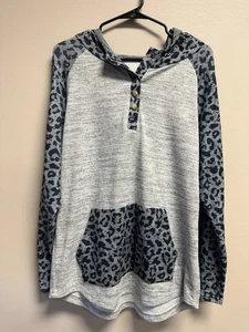 Women’s Large Grey and blue leopard print hoodie - Picture 1 of 2