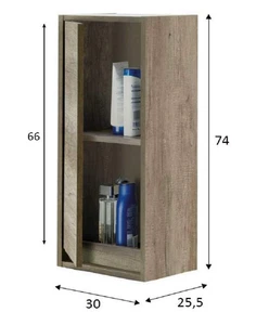 Colonna bagno sospesa rovere mobile pensile moderno 1 ante DAKOTA in legno - Foto 1 di 2