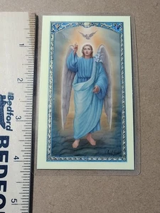Vintage Saint Gabriel Angel Catholic Prayer Art Card Made In Italy Laminated - Picture 1 of 5