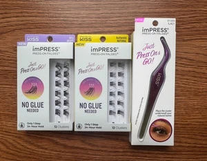 BRAND NEW Lot of 2 ImPRESS Press-On Falsies PLUS Applicator Wispy And Natural - Bild 1 von 2