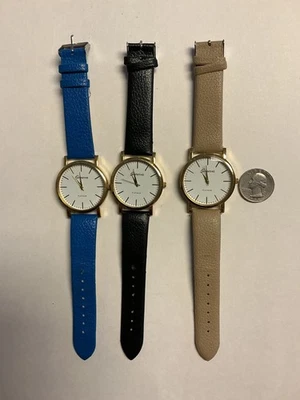3 件老式/复古日内瓦铂金手表女士三款不同颜色的表带 B2 — 第 1/3 张图片