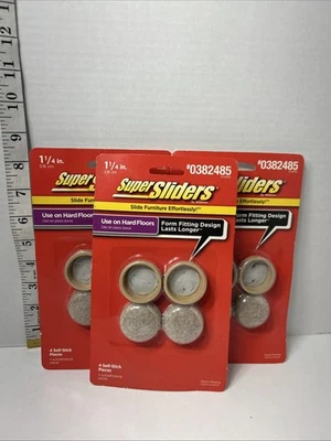 Paquete de 3 súper deslizadores Waxman - 1 1/4 pulgada almohadilla redonda para muebles de fieltro autoadhesiva crema Foto 1 de 4