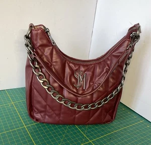 Steve Madden Schultertasche Handtasche weinrot gesteppt Kunstleder - Bild 1 von 11