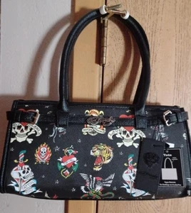 Ed Hardy Tasche Schultertasche Tattoo Flash Logos Tattoo You Vegan Schwarz - Bild 1 von 1