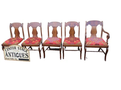 64103  Set 5 Antique Mahogany Dining Chairs Chair s - Image 1 of 4