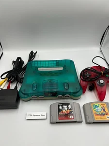 Consola Nintendo 64 N64 Azul Transparente Controlador Rojo Japón Región 2 Suave Probado - Imagen 1 de 9