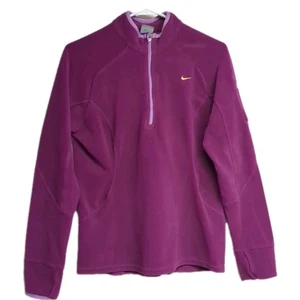 Nike Quarter Zip Sweater Women Large Fleece Thumbholes Arm Zip Pocket L Magenta - Picture 1 of 10