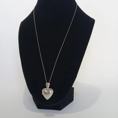 Collar colgante medallón foto corazón plata esterlina 925 vintage 18" con inserciones Foto 1 de 4