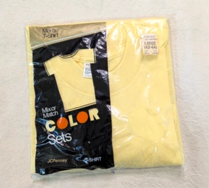 JCPenny Vintage 70s NOS Yellow Combed Cotton Tee Deadstock Large USA Made - Bild 1 von 6
