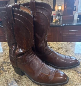 Dan Post Herren 10,5 D Braun Leder Runde Spitze Western Cowboystiefel - Bild 1 von 12